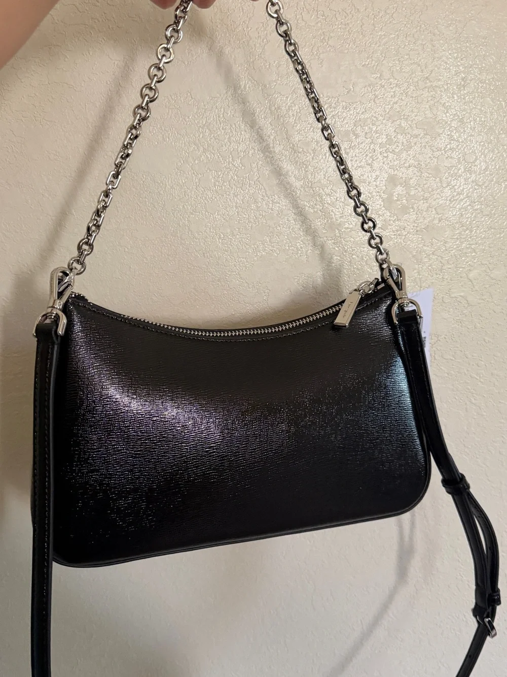 kate spade Black Patent Shoulder Bag with Chain Strap